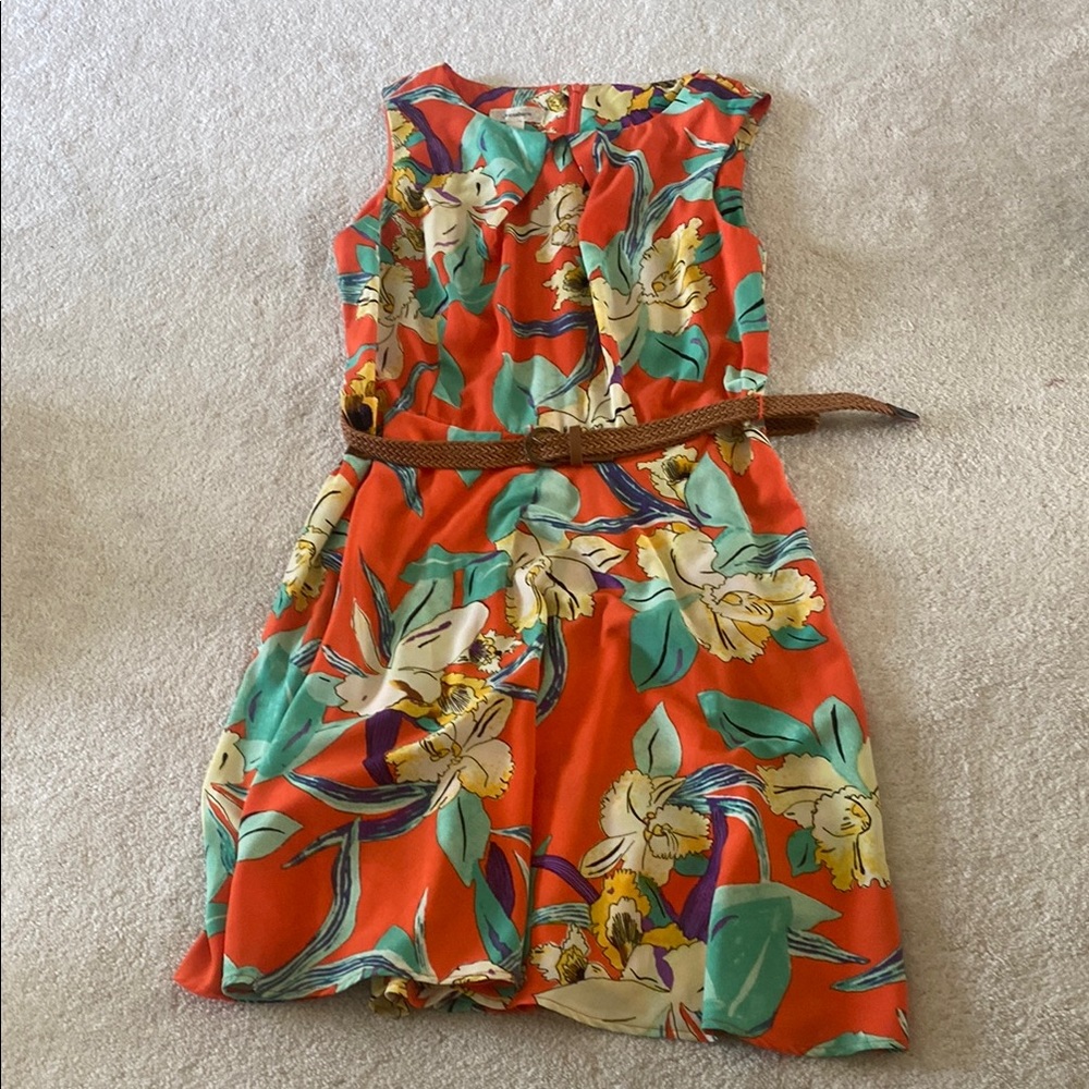 Dressbarn Multicolor Floral Dress with Belt